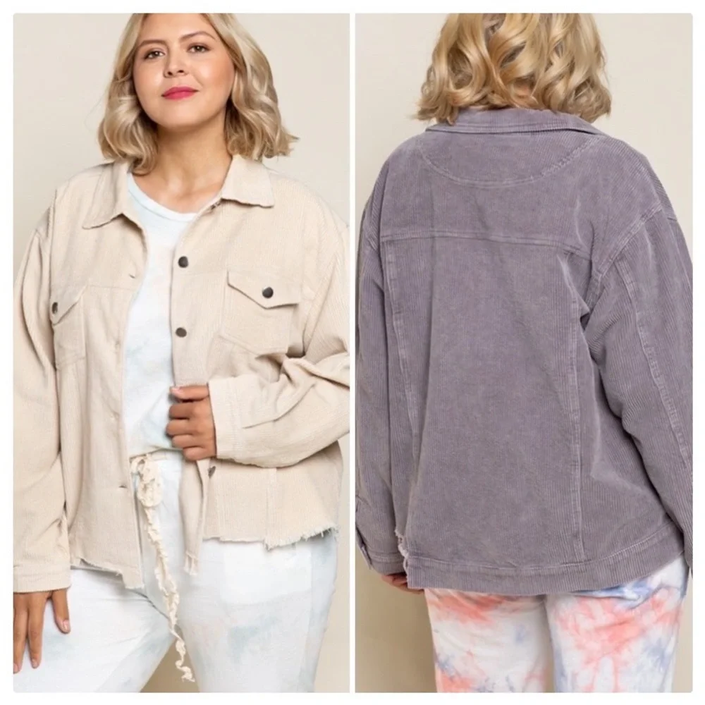 POL PLUS Basic Vintage Charcoal Corduroy Jacket - Picture 4 of 11